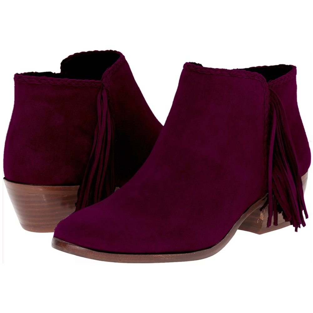 Sam Edelman Women's Paige Ankle Suede Bootie Port Wine Burgundy Plum 8.5